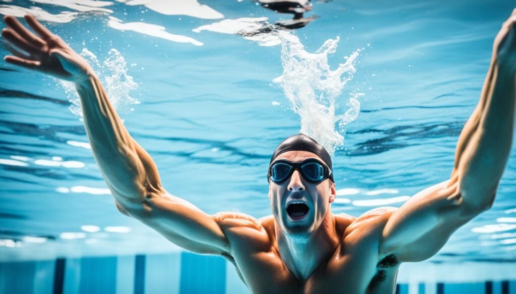 Swimmer demonstrating energy depletion and muscle recovery